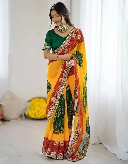 Designer Jaipuri Bandhani Saree for Women – Classic Rajasthani Style - RPD Fashion