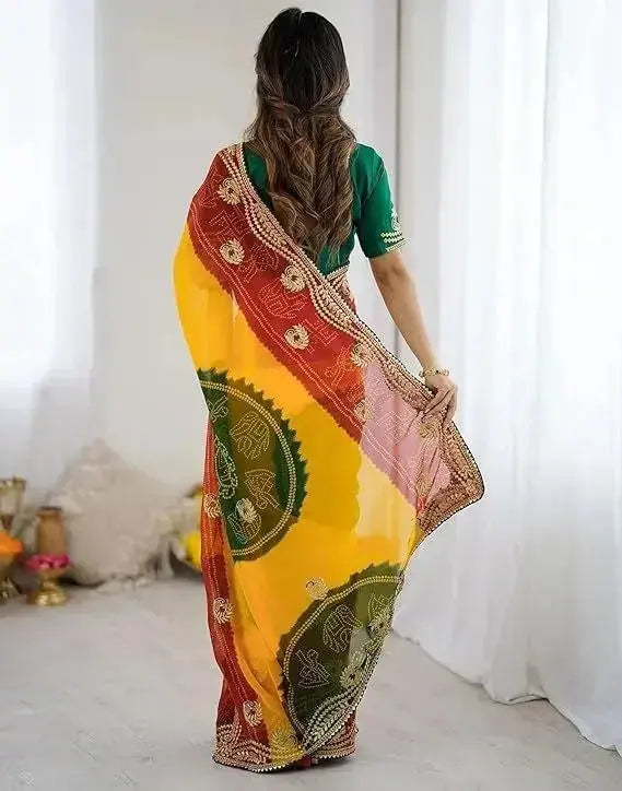 designer jaipuri bandhani saree for women – classic rajasthani style - rpd fashion