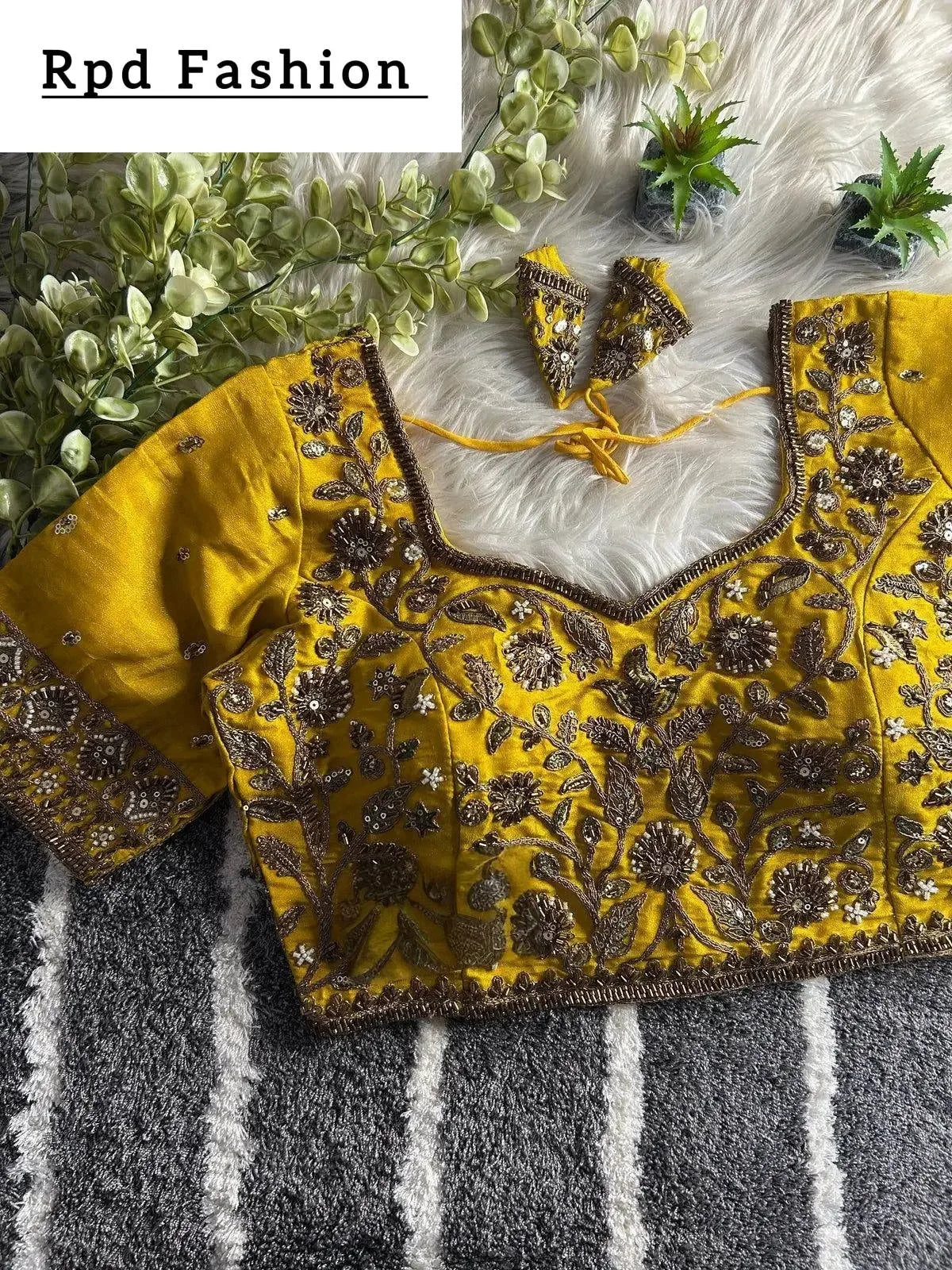 designer partywear blouse with heavy handwork - rpd fashion