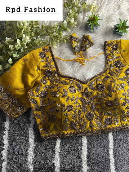 Designer Partywear Blouse with Heavy Handwork - RPD Fashion