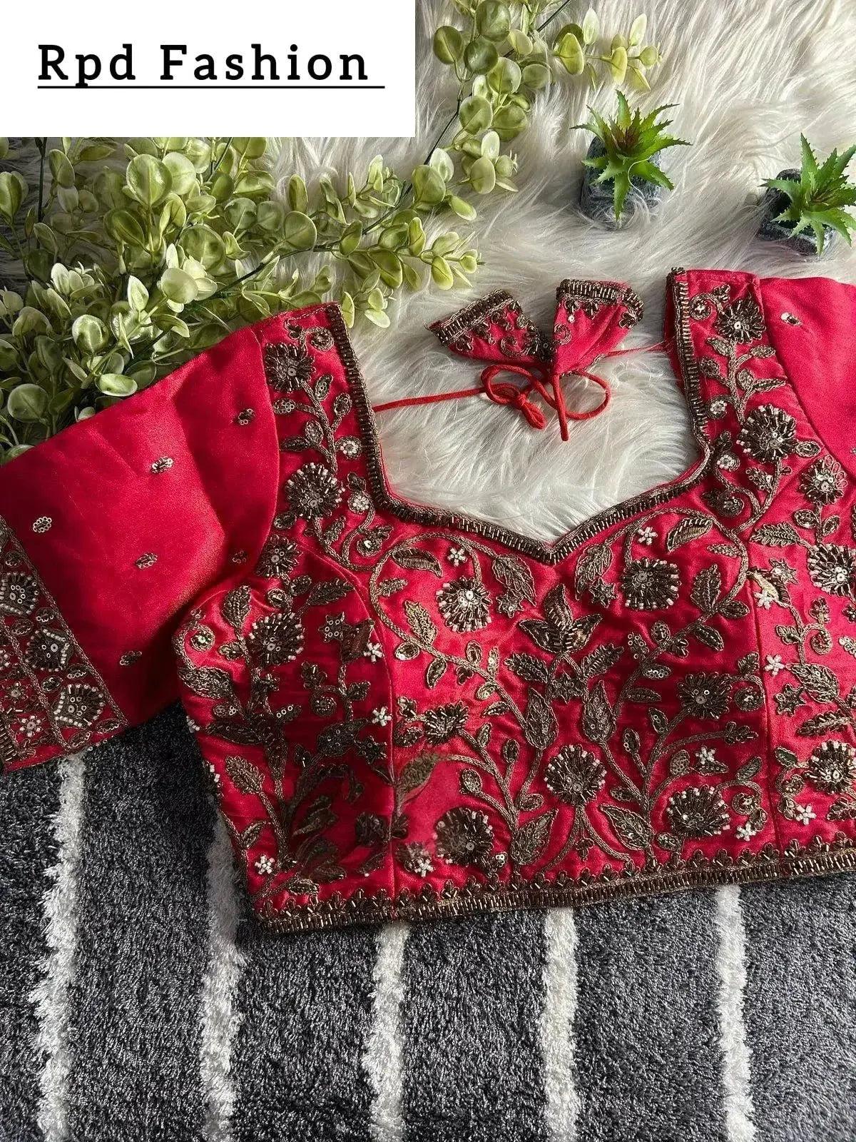 designer partywear blouse with heavy handwork - rpd fashion