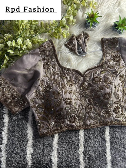 Designer Partywear Blouse with Heavy Handwork - RPD Fashion