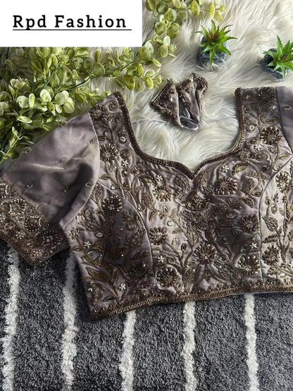 Designer Partywear Blouse with Heavy Handwork - RPD Fashion