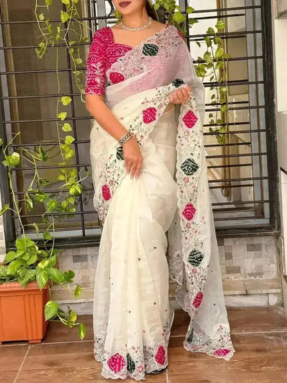 Designer Velvet Cutting Work Pearl Lace Super Sonic Crush Saree Blouse Designs - RPD Fashion