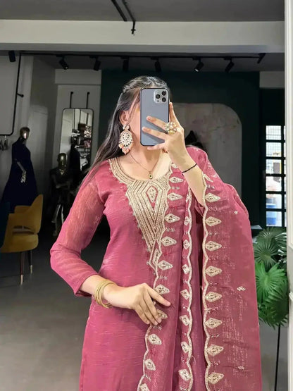 ELEGANT SILVER GLORY EMBROIDERED SUIT SET FOR WOMEN - RPD Fashion