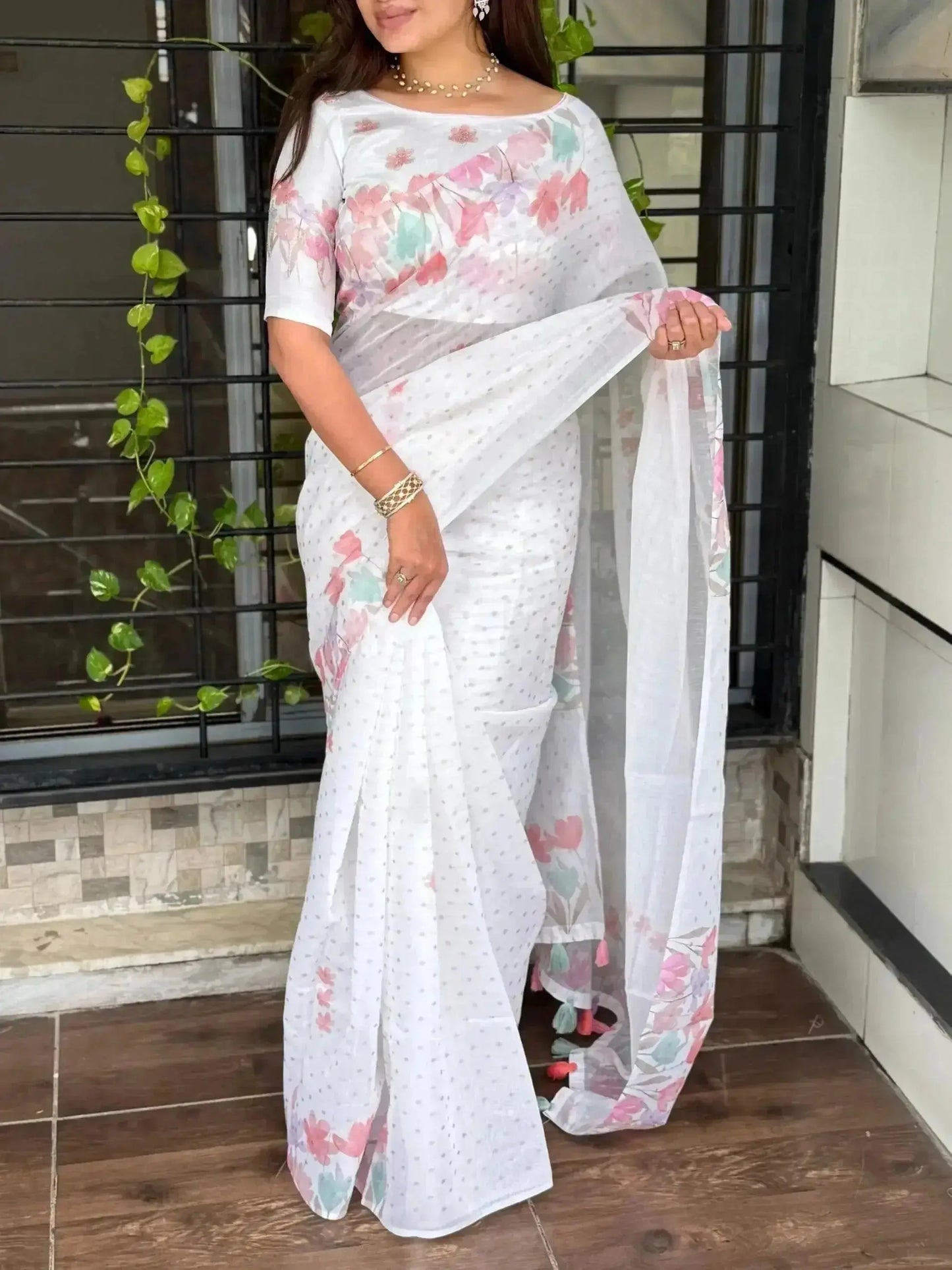 effortless elegance meets vibrant charm with this designer saree for your monsoon paradise - rpd fashion