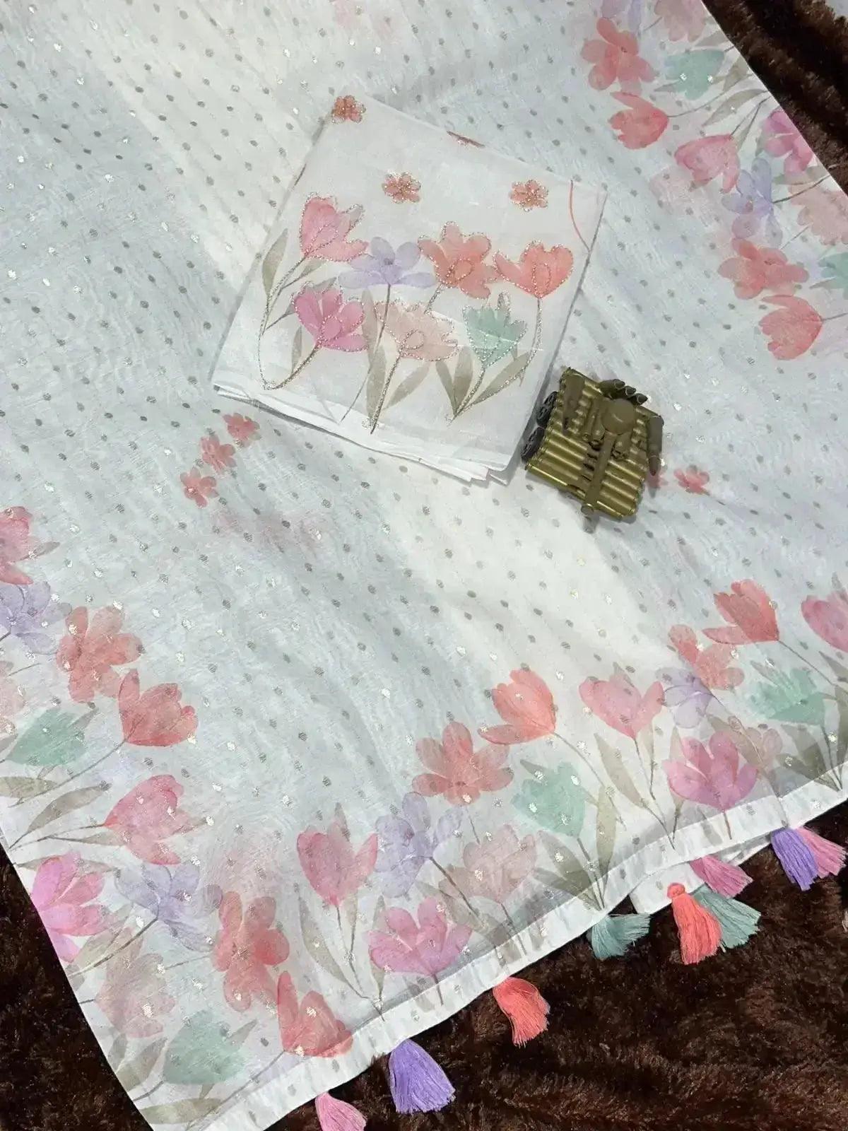 effortless elegance meets vibrant charm with this designer saree for your monsoon paradise - rpd fashion