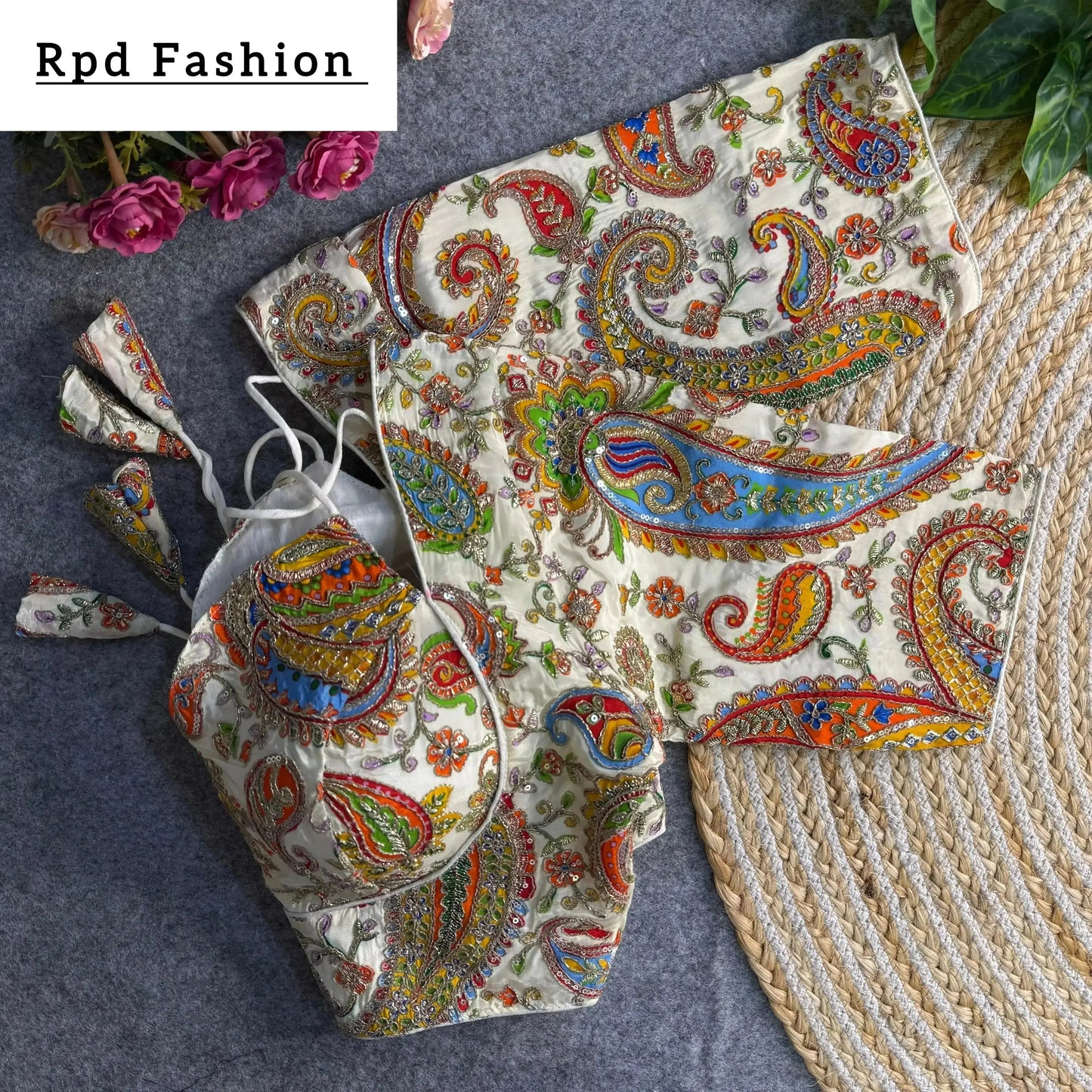 elegant partywear blouse with heavy embroidery - rpd fashion