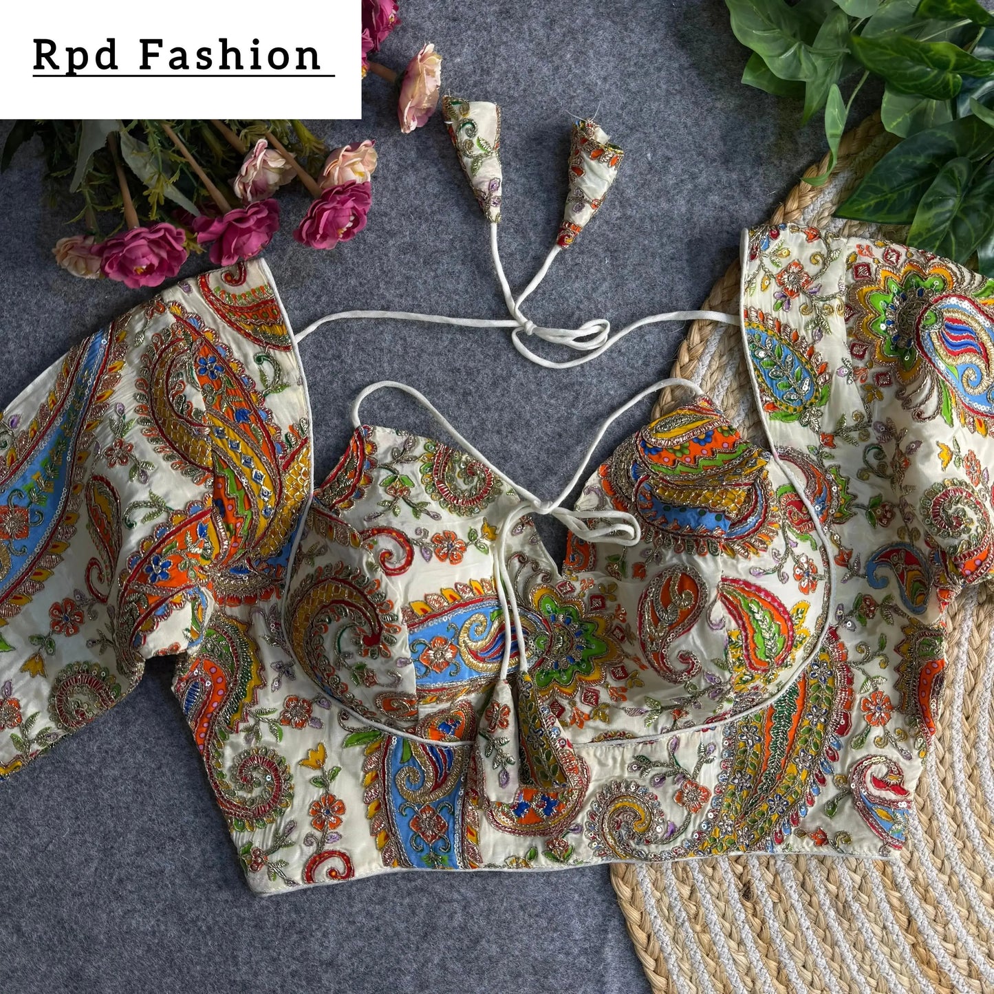 elegant partywear blouse with heavy embroidery - rpd fashion