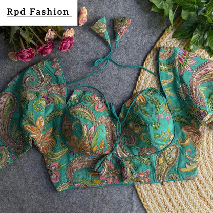 Elegant Partywear Blouse with Heavy Embroidery - RPD Fashion