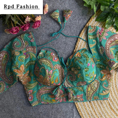 Elegant Partywear Blouse with Heavy Embroidery - RPD Fashion