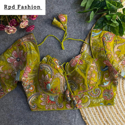 Elegant Partywear Blouse with Heavy Embroidery - RPD Fashion