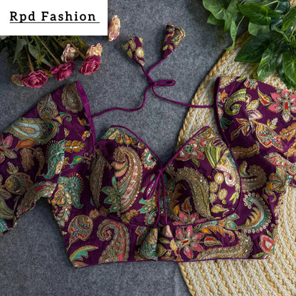 Elegant Partywear Blouse with Heavy Embroidery - RPD Fashion