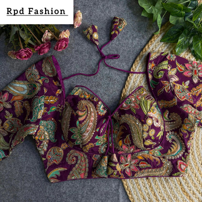 Elegant Partywear Blouse with Heavy Embroidery - RPD Fashion