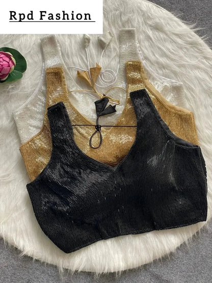 Elegant Pure Handwork Blouse - Handcrafted Silk with Pearl and Bead Details - RPD Fashion