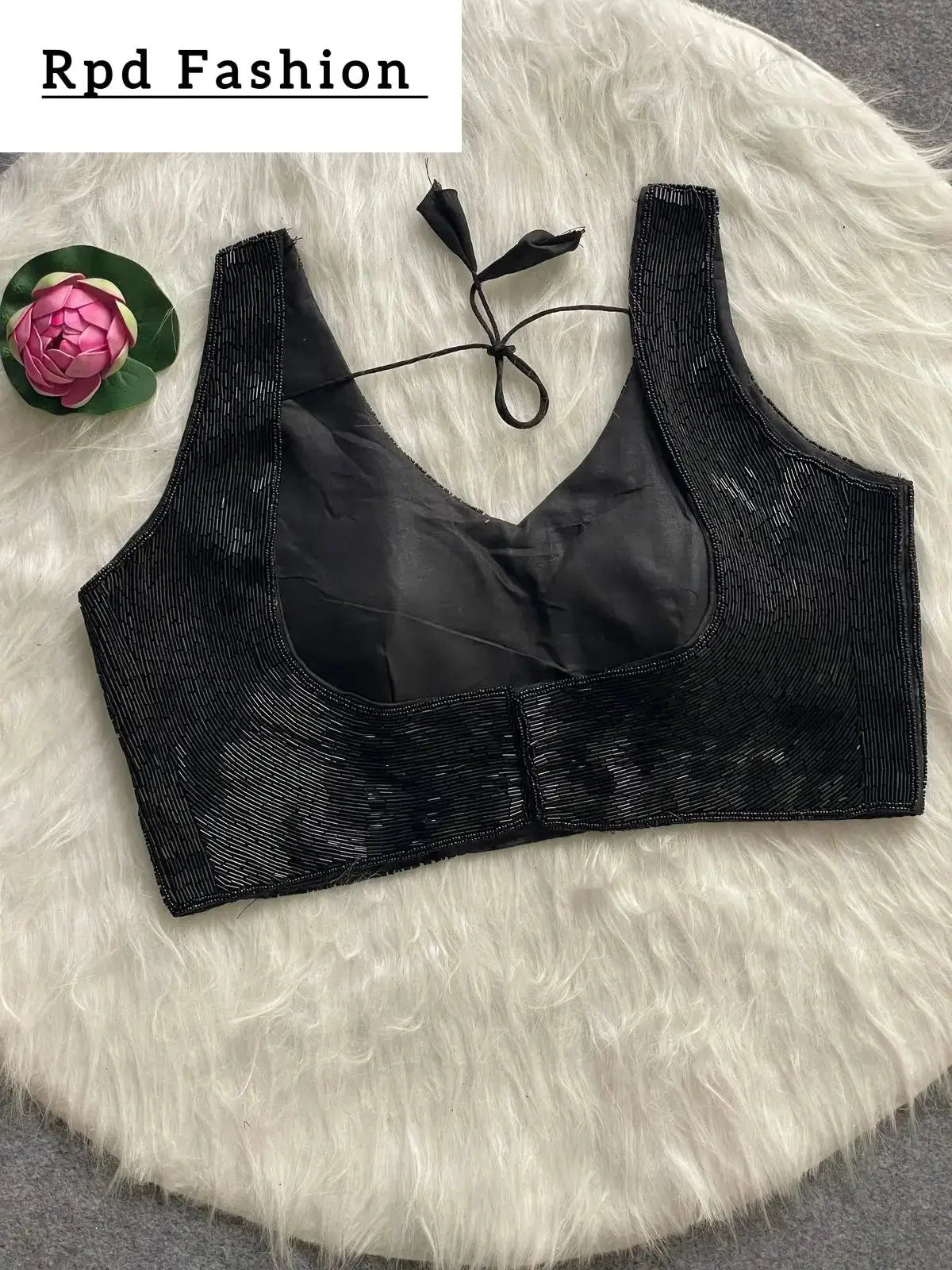 elegant pure handwork blouse - handcrafted silk with pearl and bead details - rpd fashion