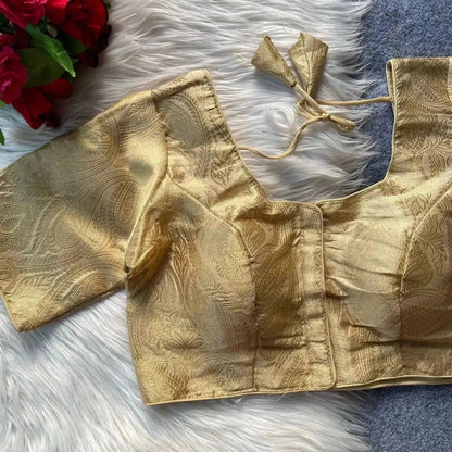 Elegant Pure Silk Golden Blouse – Party & Wedding Wear - RPD Fashion