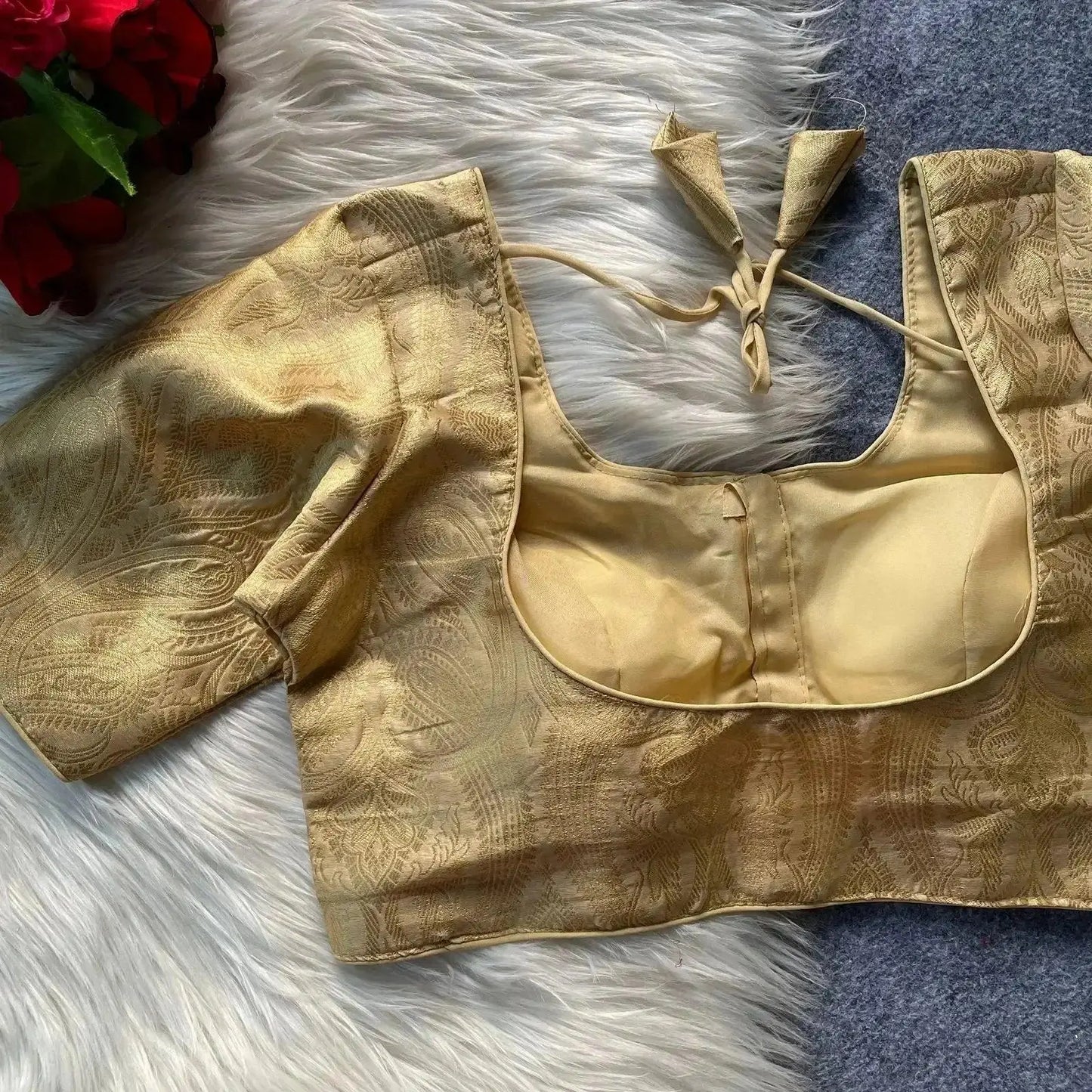 elegant pure silk golden blouse – party & wedding wear - rpd fashion
