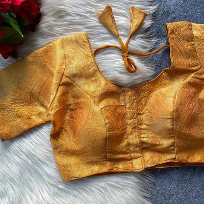 Elegant Pure Silk Golden Blouse – Party & Wedding Wear - RPD Fashion