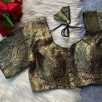 Elegant Pure Silk Golden Blouse – Party & Wedding Wear - RPD Fashion