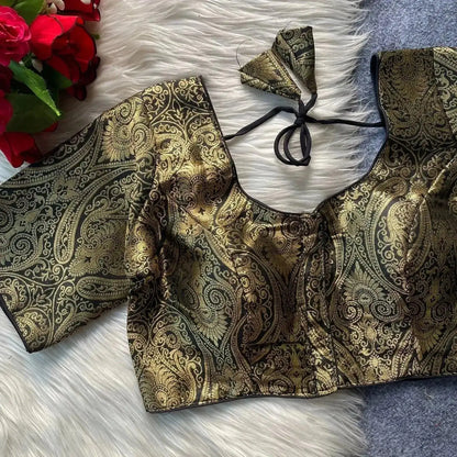 Elegant Pure Silk Golden Blouse – Party & Wedding Wear - RPD Fashion