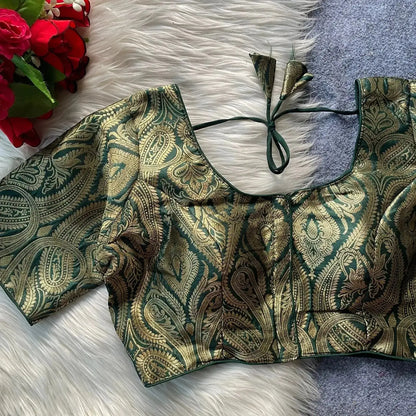 Elegant Pure Silk Golden Blouse – Party & Wedding Wear - RPD Fashion