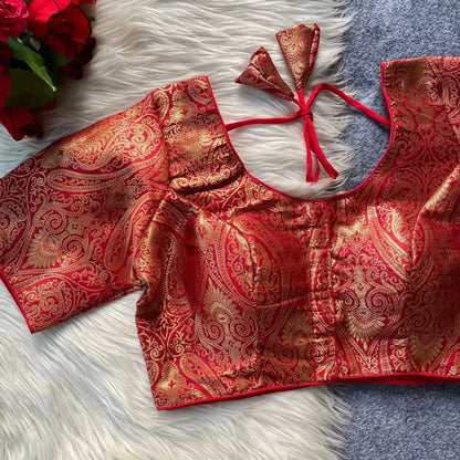 Elegant Pure Silk Golden Blouse – Party & Wedding Wear - RPD Fashion