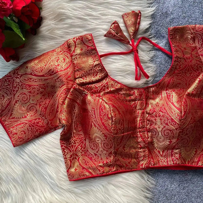 Elegant Pure Silk Golden Blouse – Party & Wedding Wear - RPD Fashion