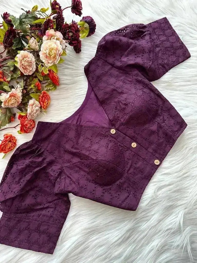 elegant white hakoba blouse for women | soft cotton designer readymade blouse - rpd fashion