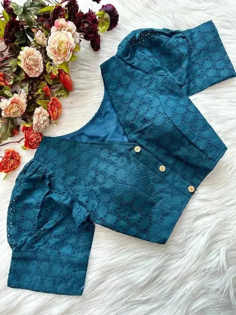 elegant white hakoba blouse for women | soft cotton designer readymade blouse - rpd fashion