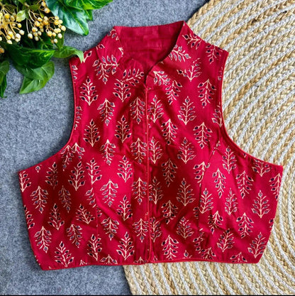 Elegant Partywear Blouse with Ajrakh Cotton Fabric and Pure Pali Cotton Lining