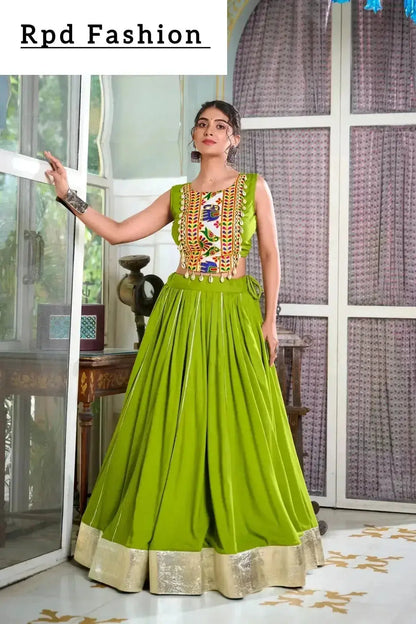 Festive Fashion at Its Best: Rayon Lehenga and Gamthi Work Blouse for Navratri - RPD Fashion