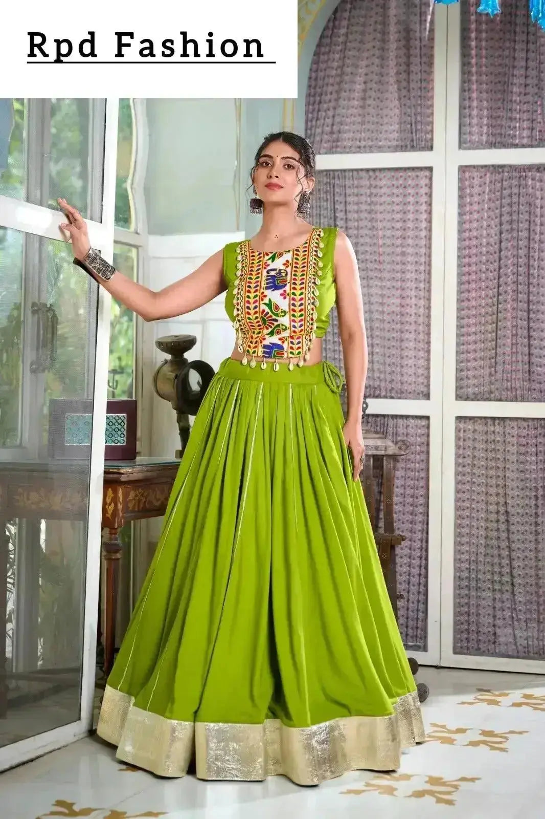 festive fashion at its best: rayon lehenga and gamthi work blouse for navratri - rpd fashion