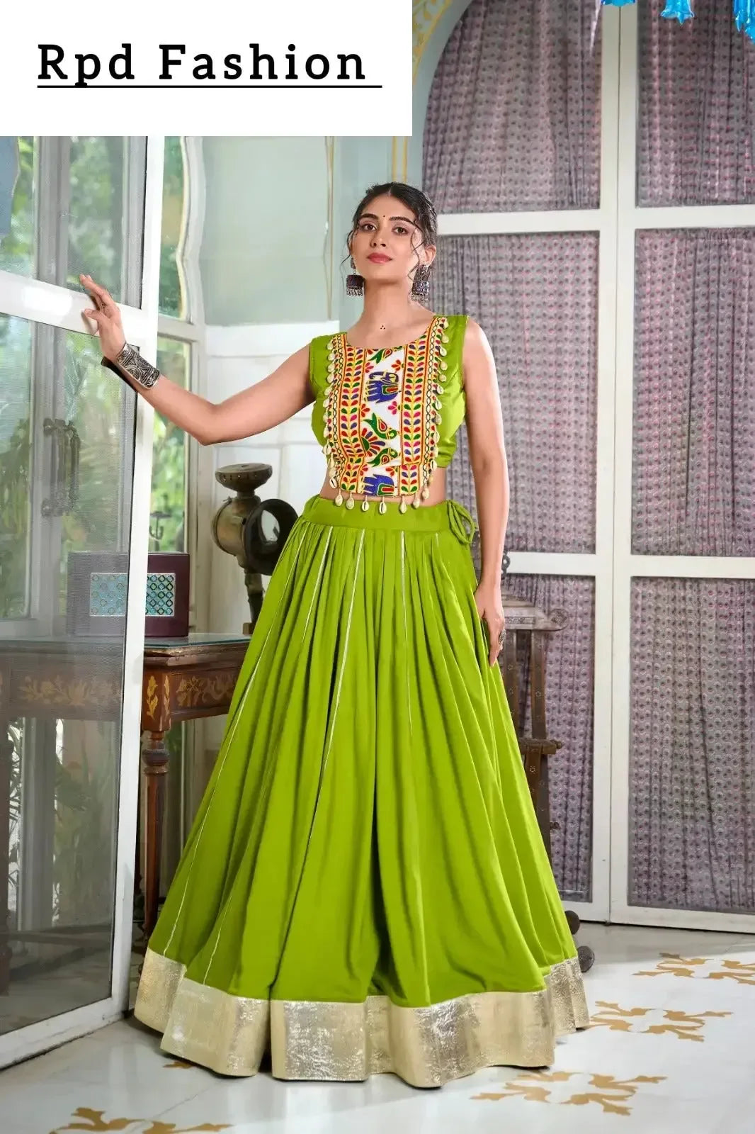 festive fashion at its best: rayon lehenga and gamthi work blouse for navratri - rpd fashion