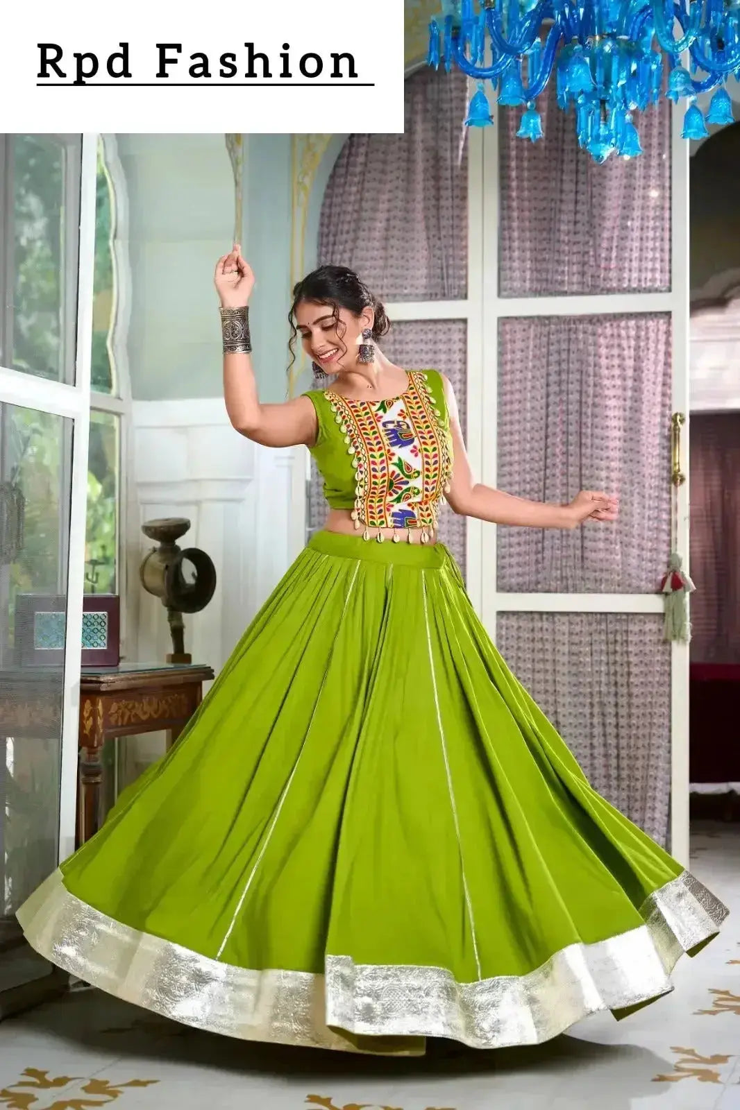 festive fashion at its best: rayon lehenga and gamthi work blouse for navratri - rpd fashion