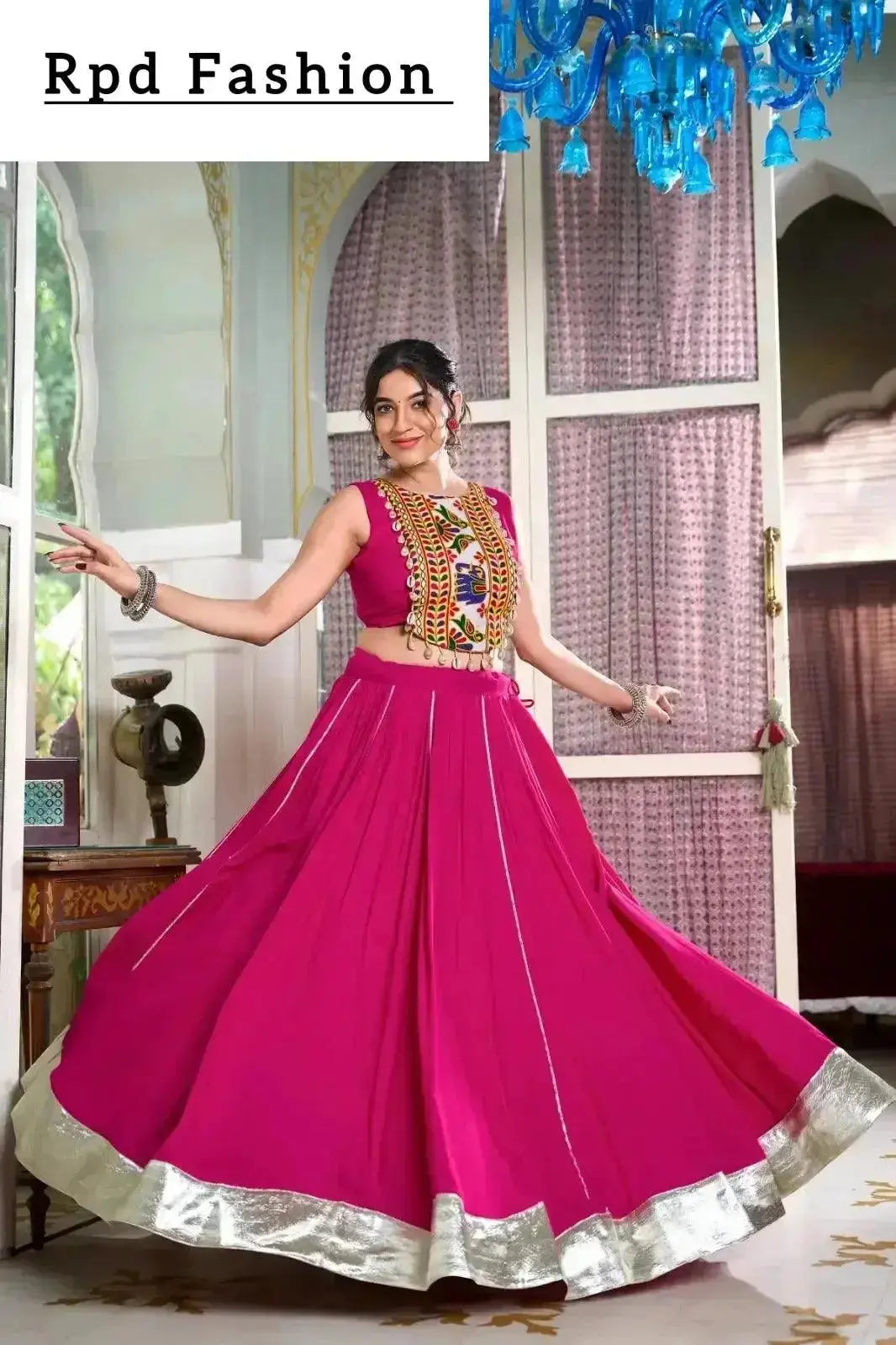 festive fashion at its best: rayon lehenga and gamthi work blouse for navratri - rpd fashion