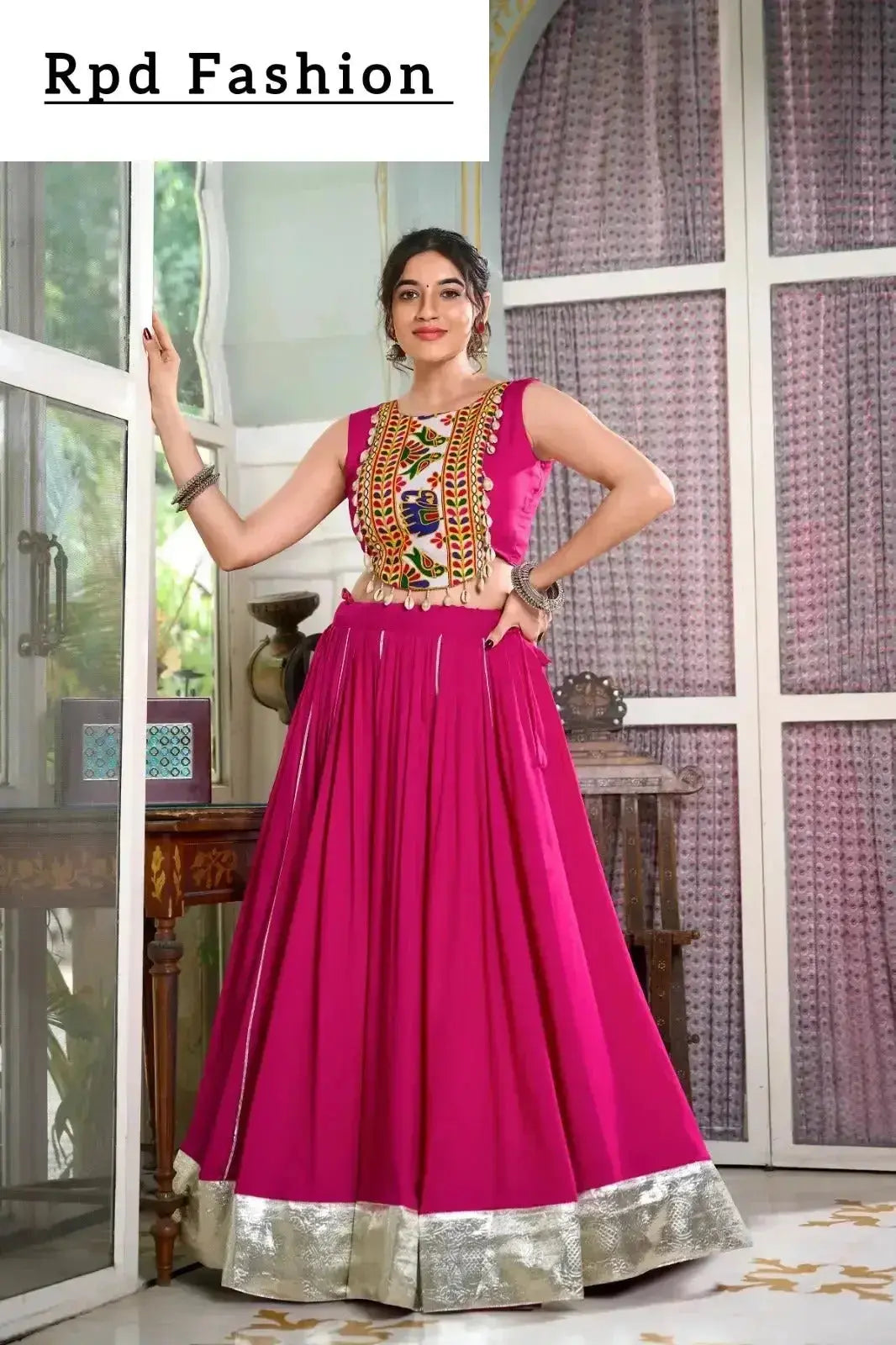 festive fashion at its best: rayon lehenga and gamthi work blouse for navratri - rpd fashion
