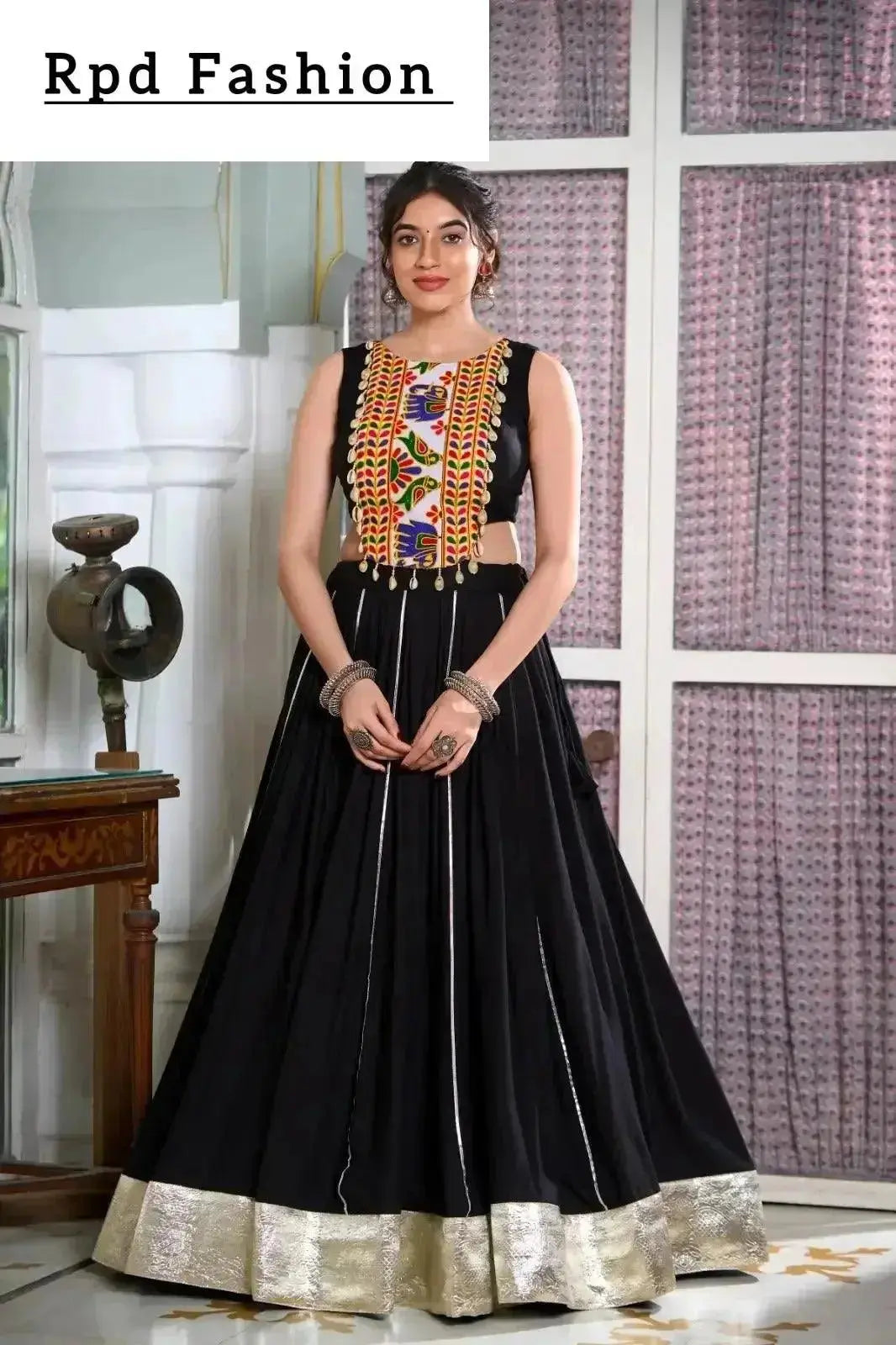festive fashion at its best: rayon lehenga and gamthi work blouse for navratri - rpd fashion