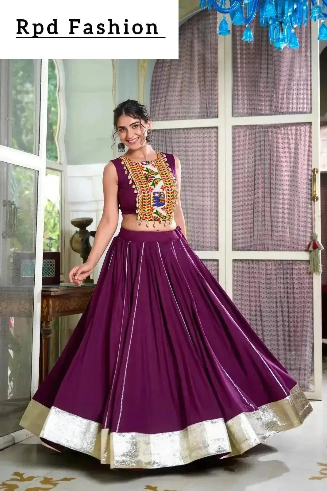 festive fashion at its best: rayon lehenga and gamthi work blouse for navratri - rpd fashion