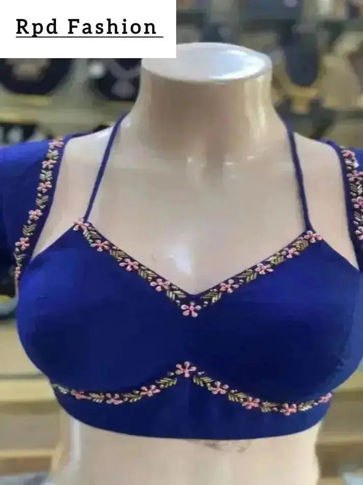 golden handwork blouse with colorful thread and sequences - rpd fashion