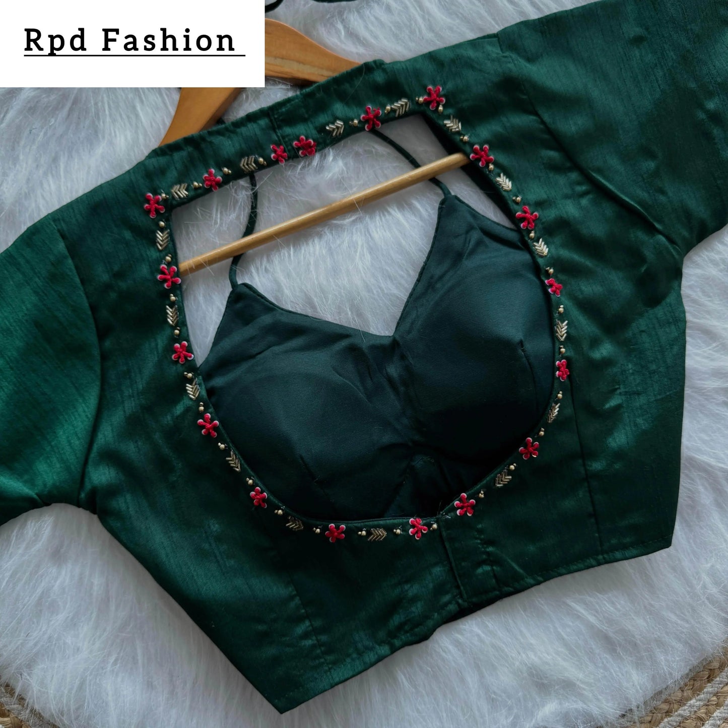 golden handwork blouse with colorful thread and sequences - rpd fashion