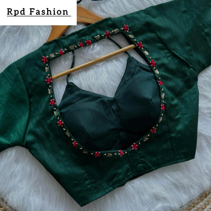 Golden Handwork Blouse with Colorful Thread and Sequences - RPD Fashion
