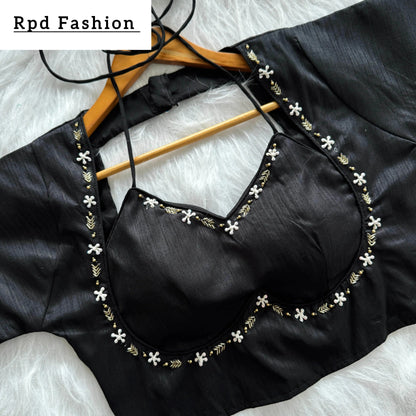 Golden Handwork Blouse with Colorful Thread and Sequences - RPD Fashion