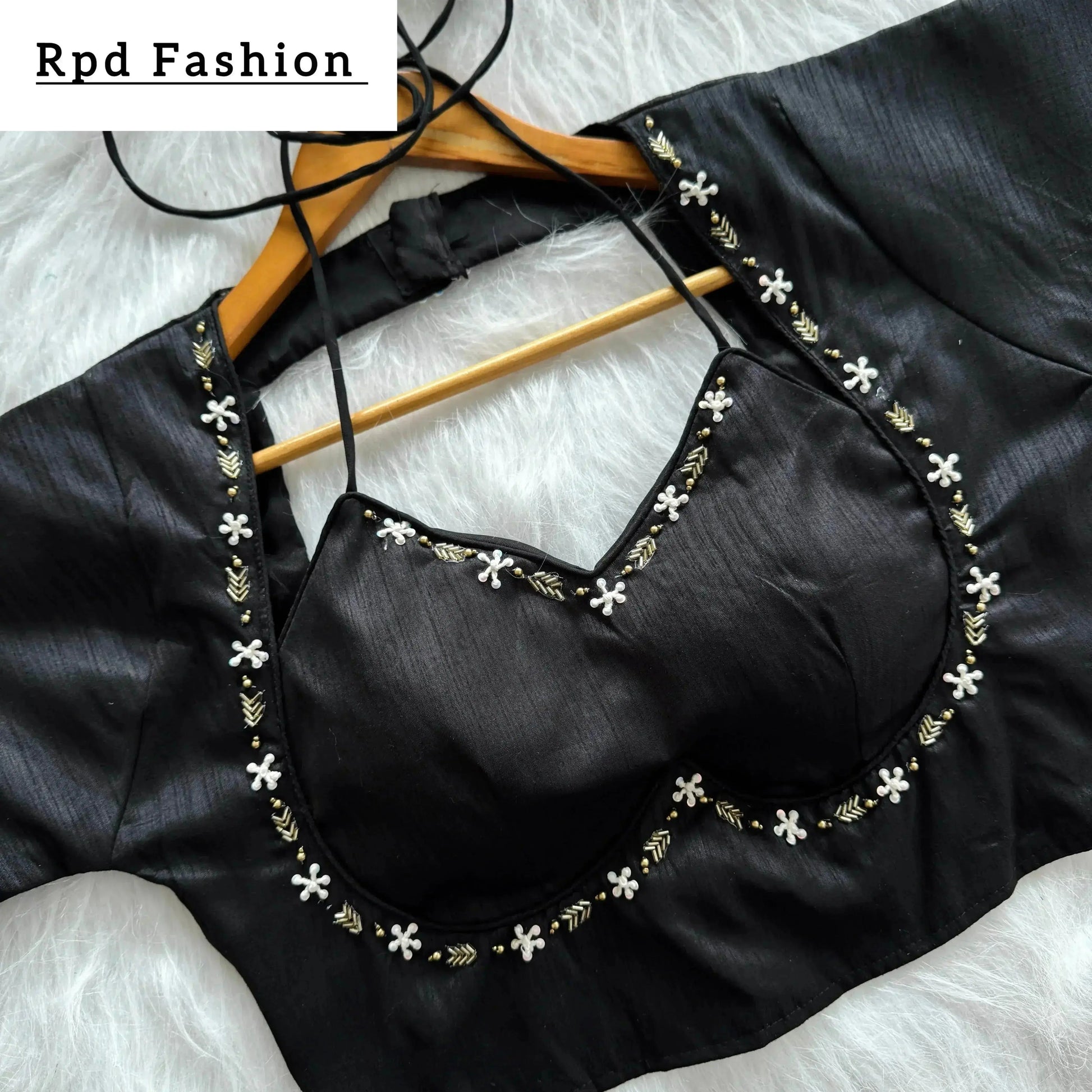 Golden Handwork Blouse with Colorful Thread and Sequences - RPD Fashion