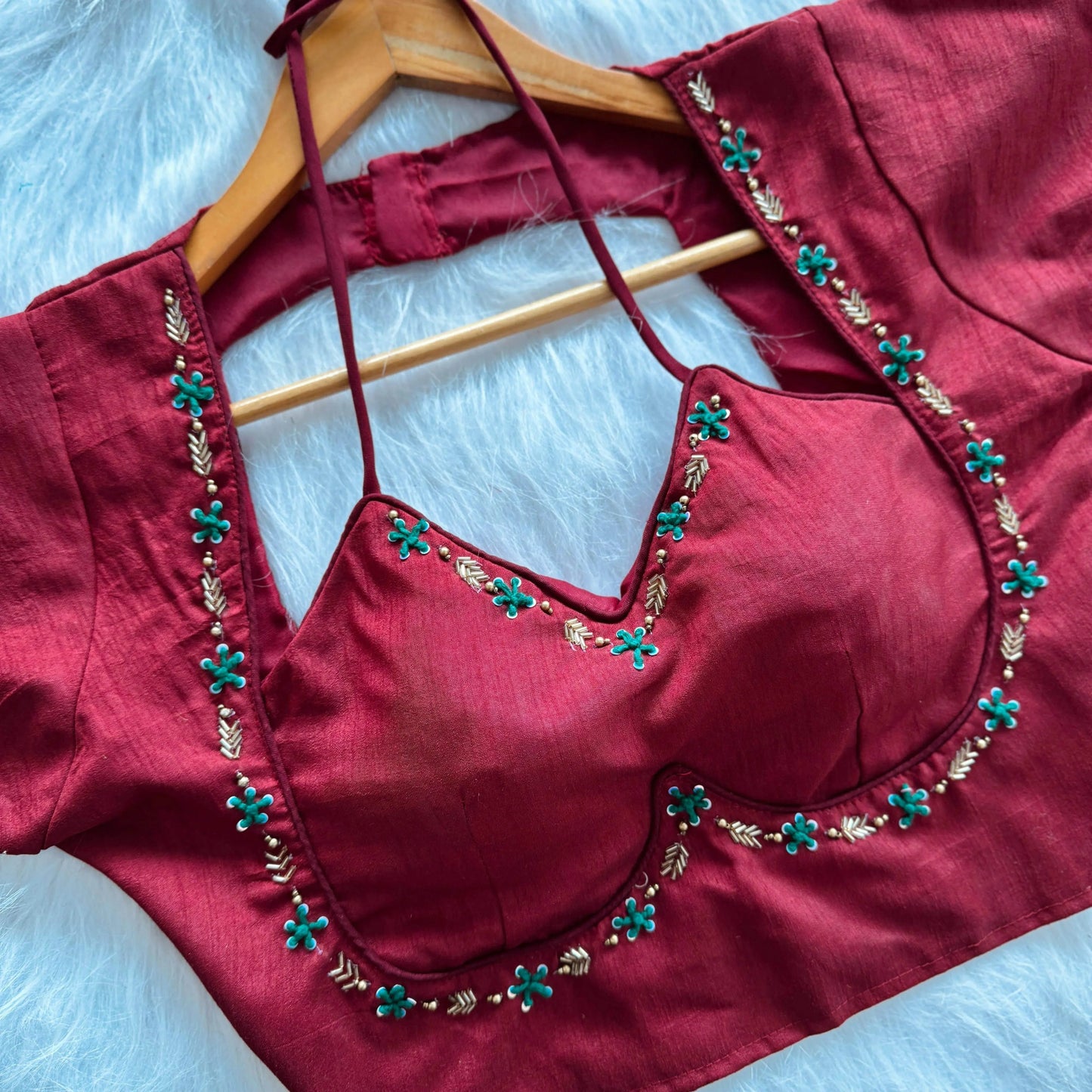 golden handwork blouse with colorful thread and sequences - rpd fashion