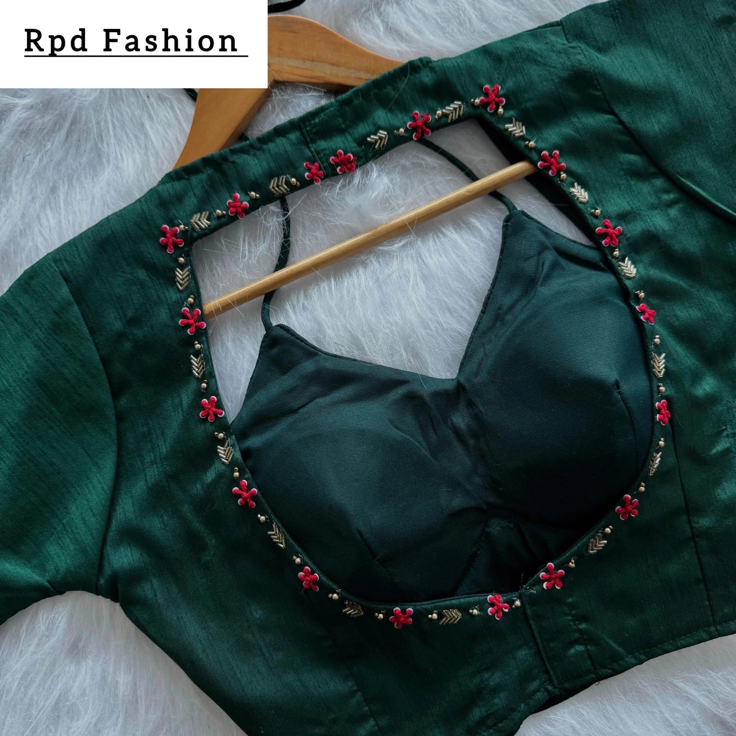 golden handwork blouse with colorful thread and sequences - rpd fashion
