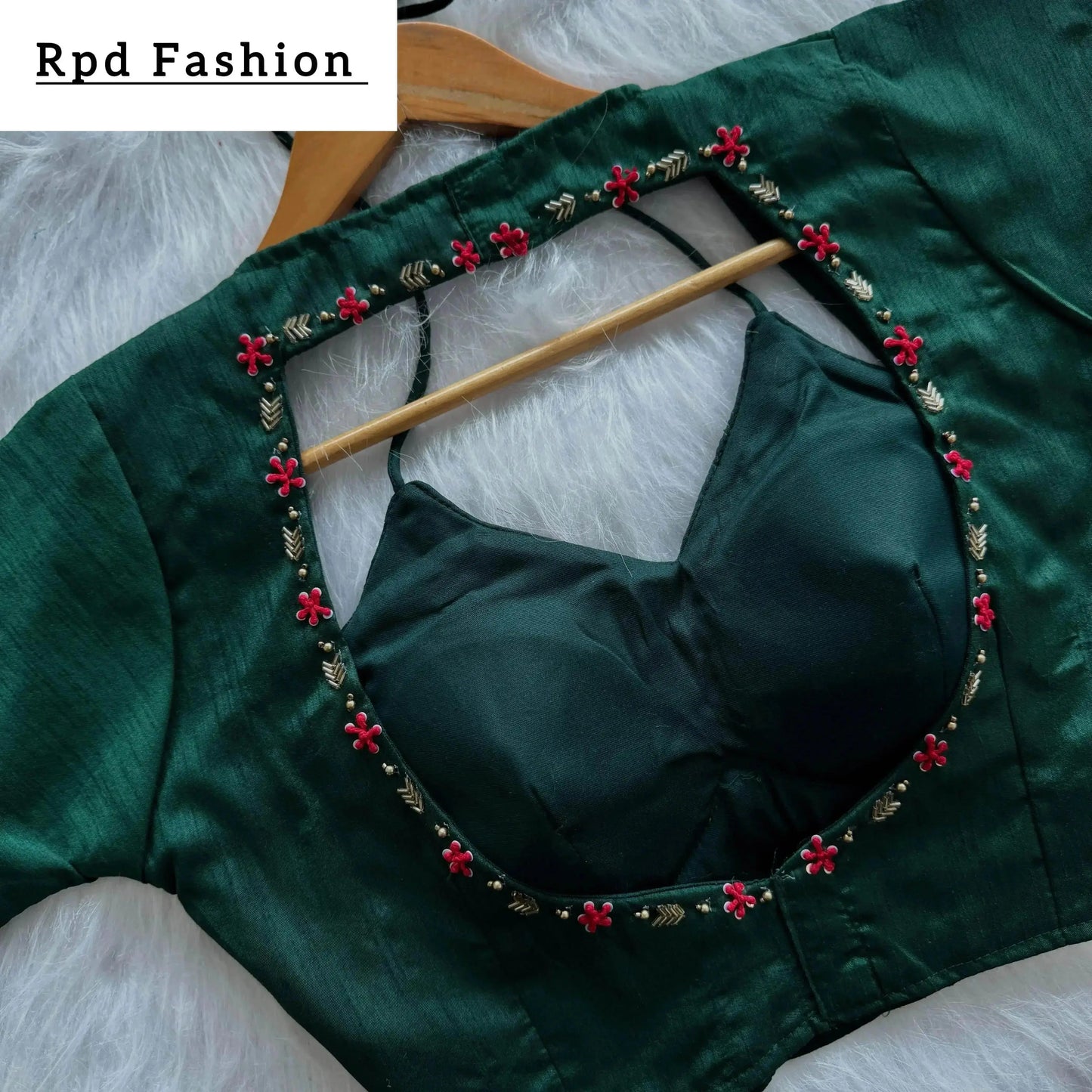 golden handwork blouse with colorful thread and sequences - rpd fashion