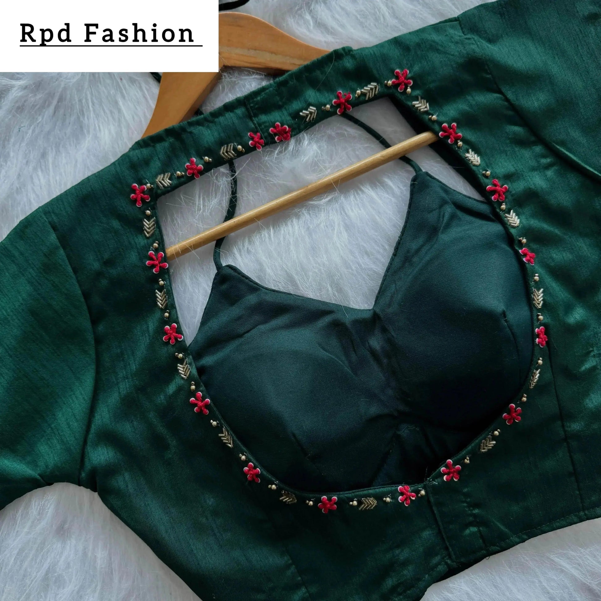 Golden Handwork Blouse with Colorful Thread and Sequences - RPD Fashion