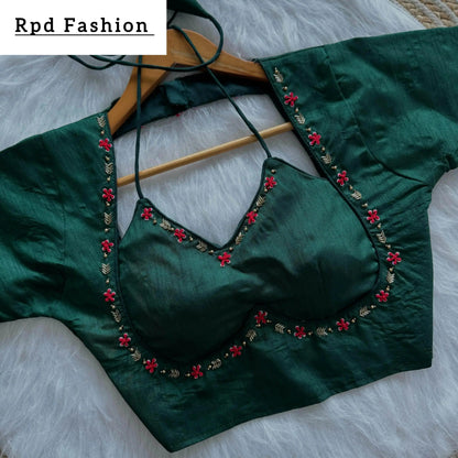 Golden Handwork Blouse with Colorful Thread and Sequences - RPD Fashion
