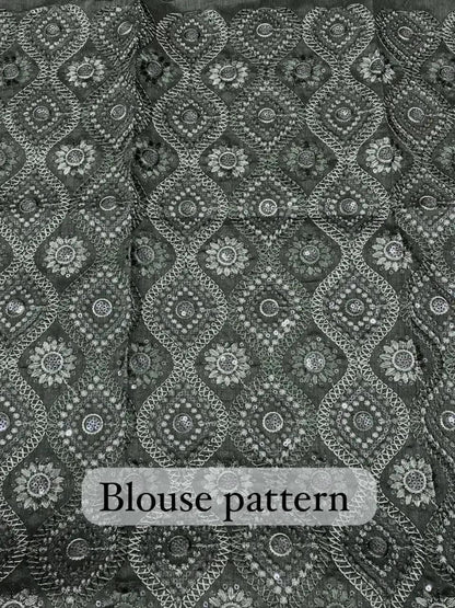 Grey Green Georgette Sarees for Women – Elegant Party Wear Collection - RPD Fashion